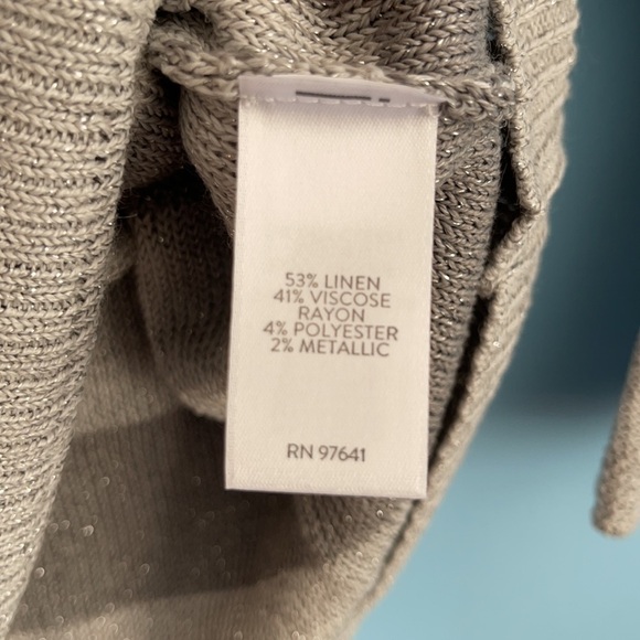 NEW J.Jill Gray Metallic Linen-blend Knit Bell Sleeves Top US XS - Picture 6 of 6